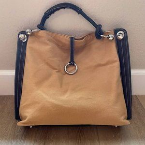 LIKE NEW BCBGMaxAzria Canvas and Leather Hobo